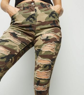 camo ripped skinny jeans