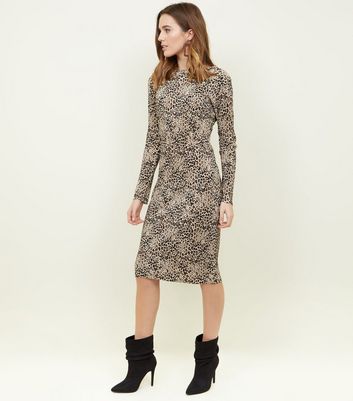 new look leopard print midi dress