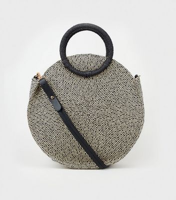 black round woven bag