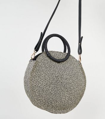 black round woven bag