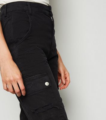 black ripped cargo pants womens