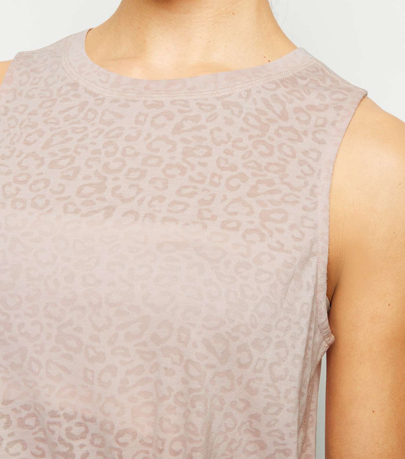 Pale Pink Leopard Print Burnout Sports Vest  Image 6