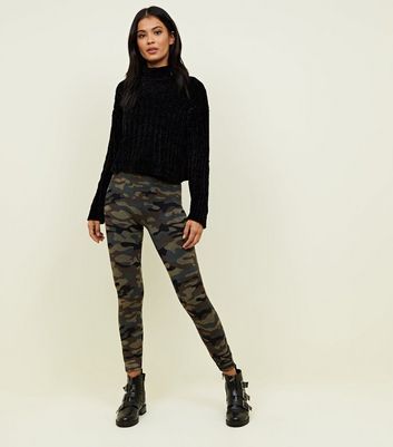 qed green camo print jeggings