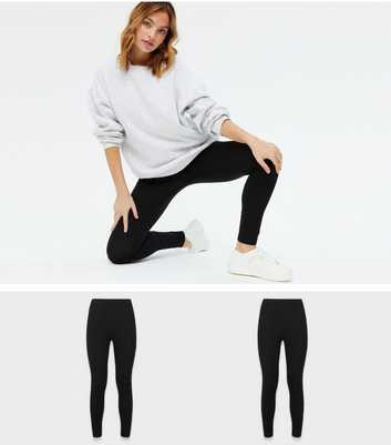 Buy PETITE Black Leggings 2 Pack 6 | Trousers | Argos