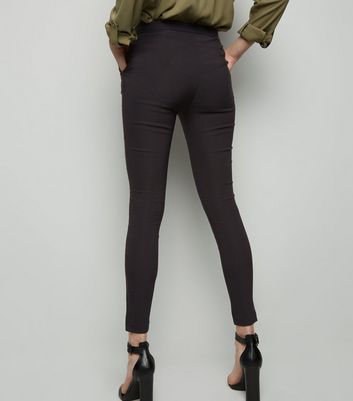 Black Zip Slim Leg Trousers | New Look