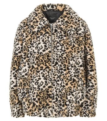 leopard print borg jacket