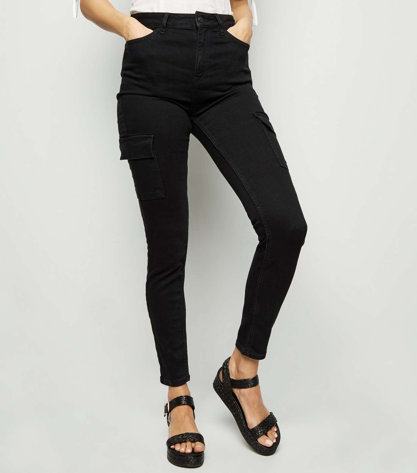 Black Utility Pocket Skinny Jenna Jeans Image 2