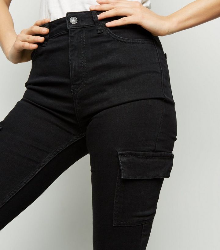 Black Utility Pocket Skinny Jenna Jeans New Look