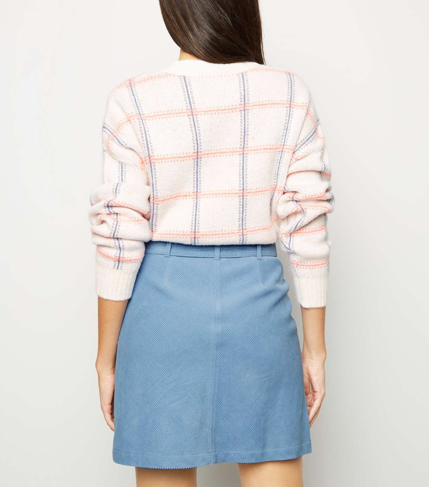 Pale Blue Ring Belt Corduroy Mini Skirt Image 3