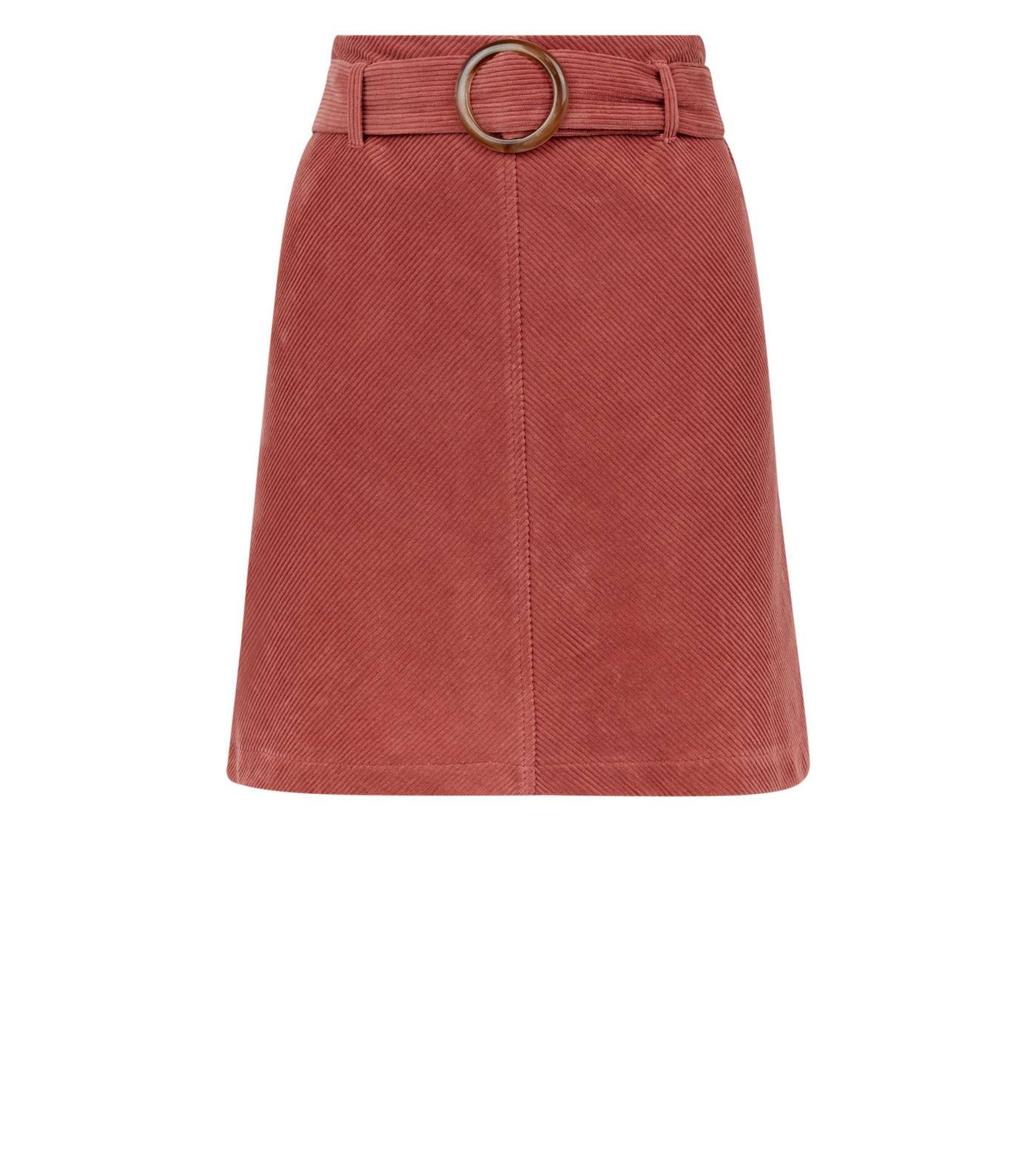Mid Pink Ring Belt Corduroy Mini Skirt Image 4