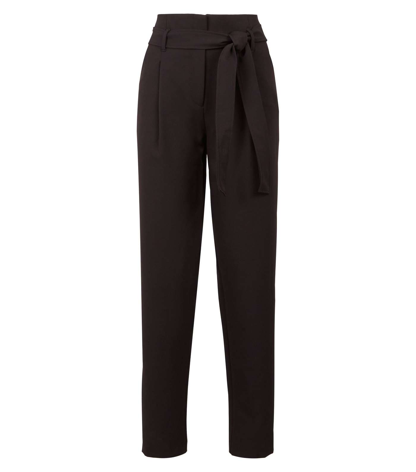 Tall Black Tie Waist Tapered Trousers Image 4