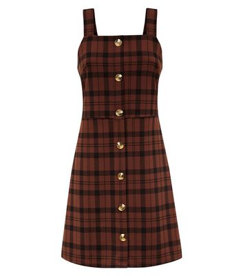 new look checked pinafore dress