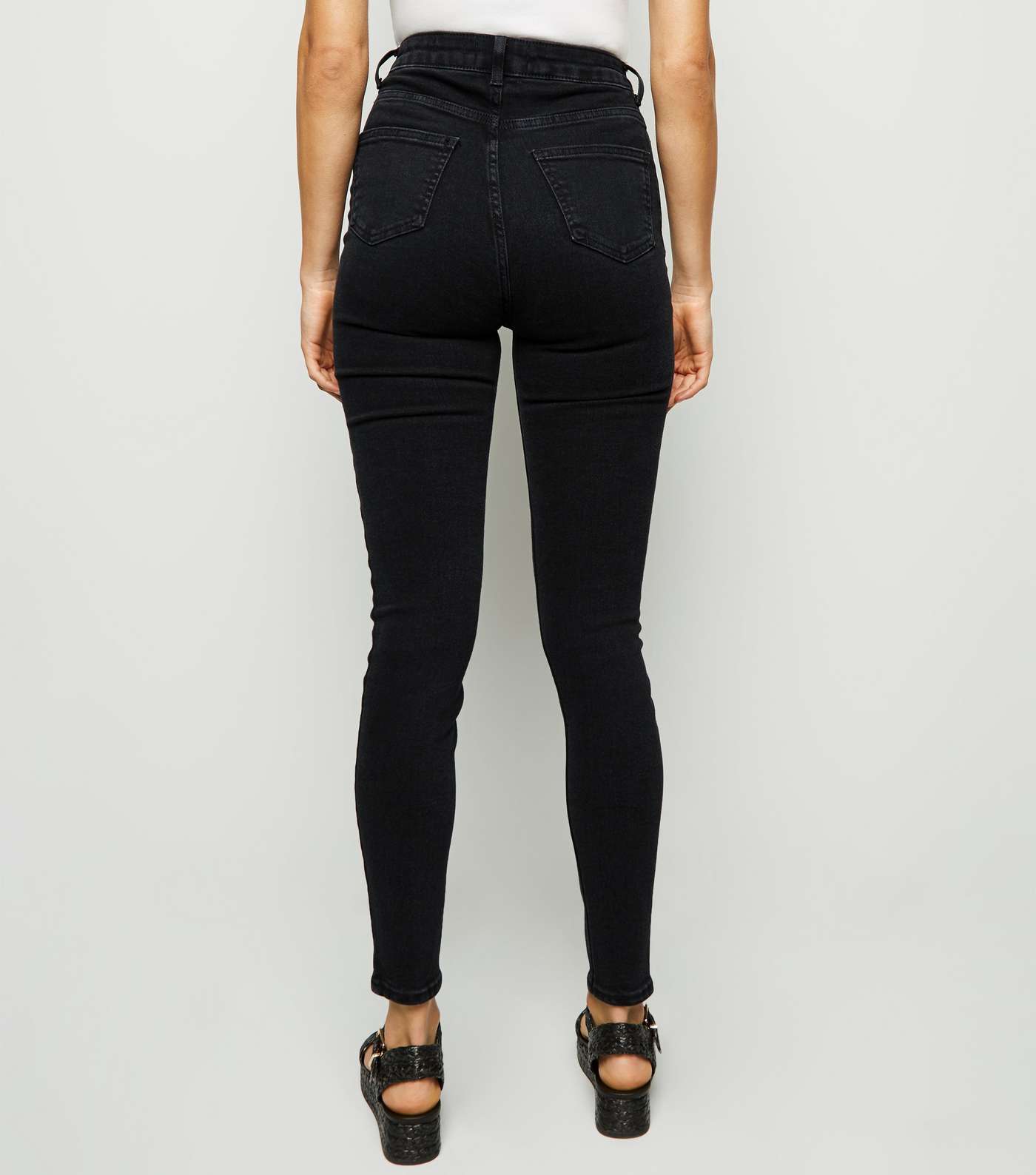 Black Dark Wash High Waist Hallie Super Skinny Jeans Image 3