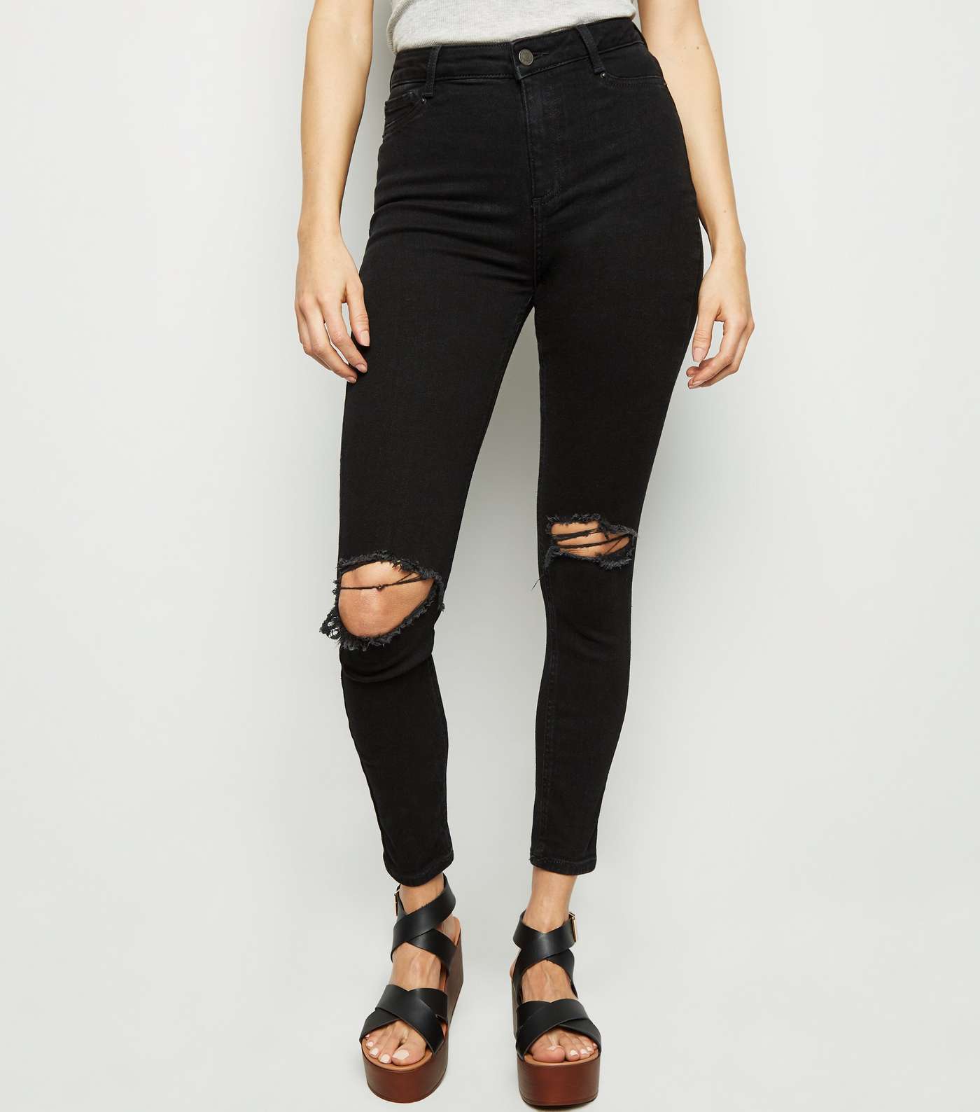 Black Ripped Hallie Super Skinny Jeans Image 2