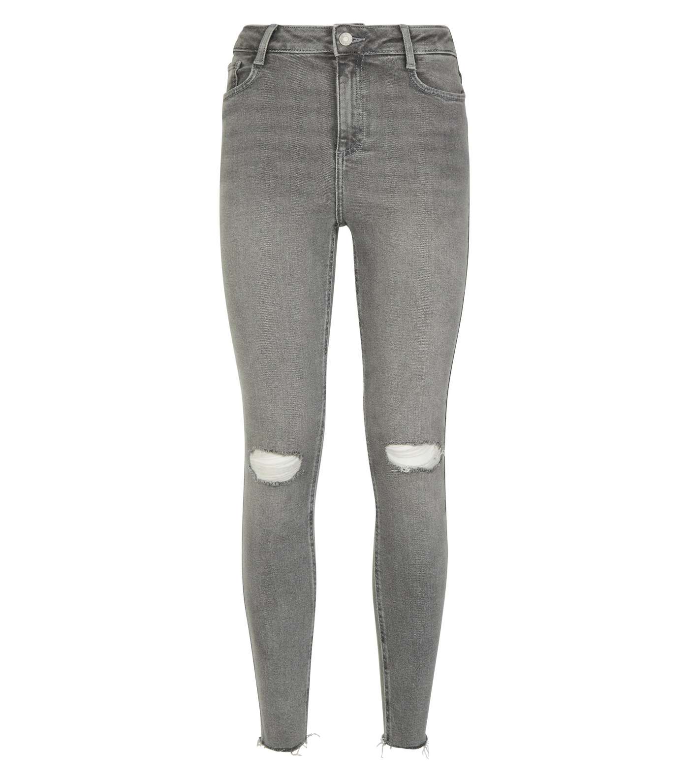 Grey Ripped High Waist Super Skinny Hallie Jeans Image 4