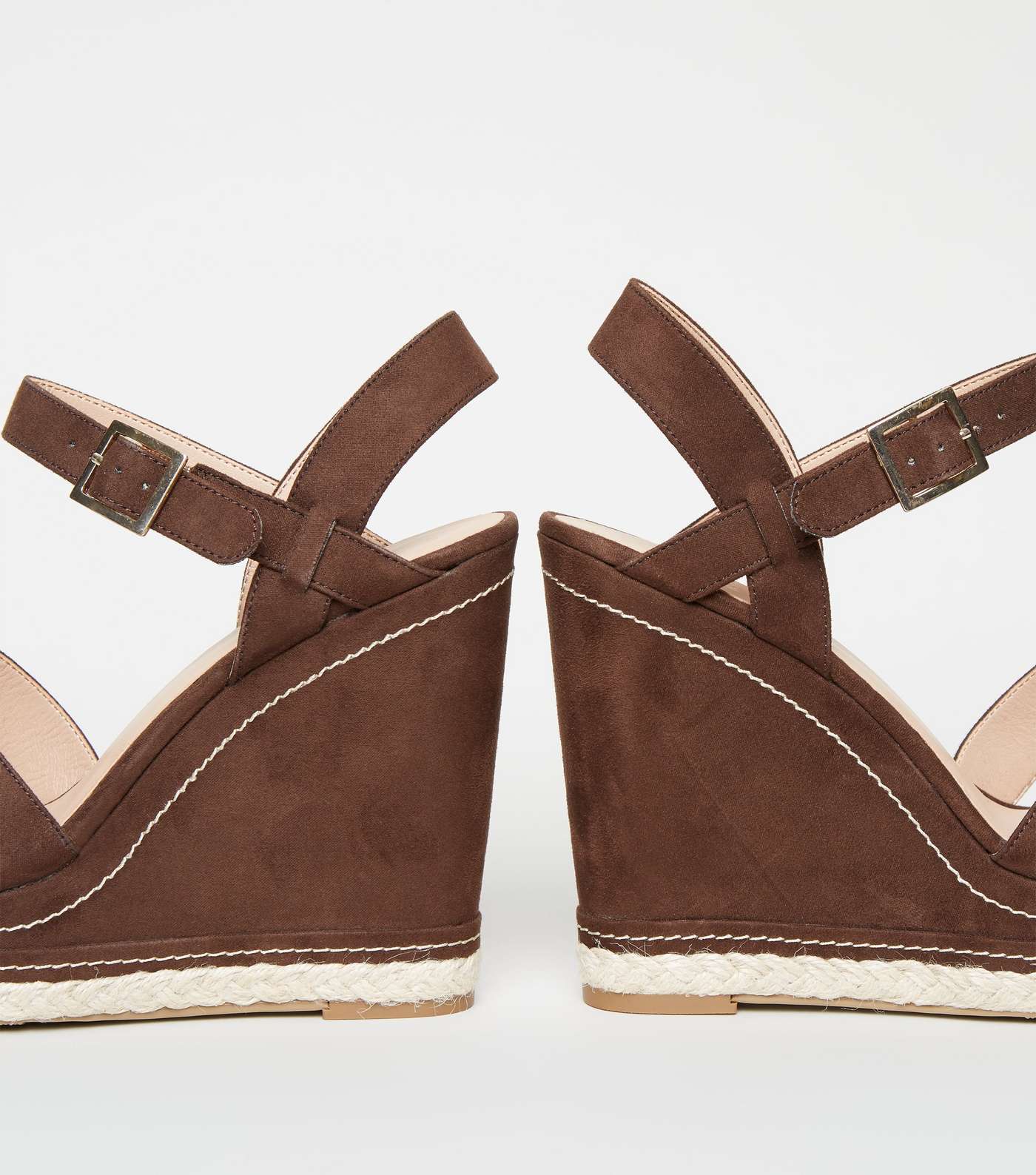Rust Contrast Stitch Cross Strap Wedges Image 4