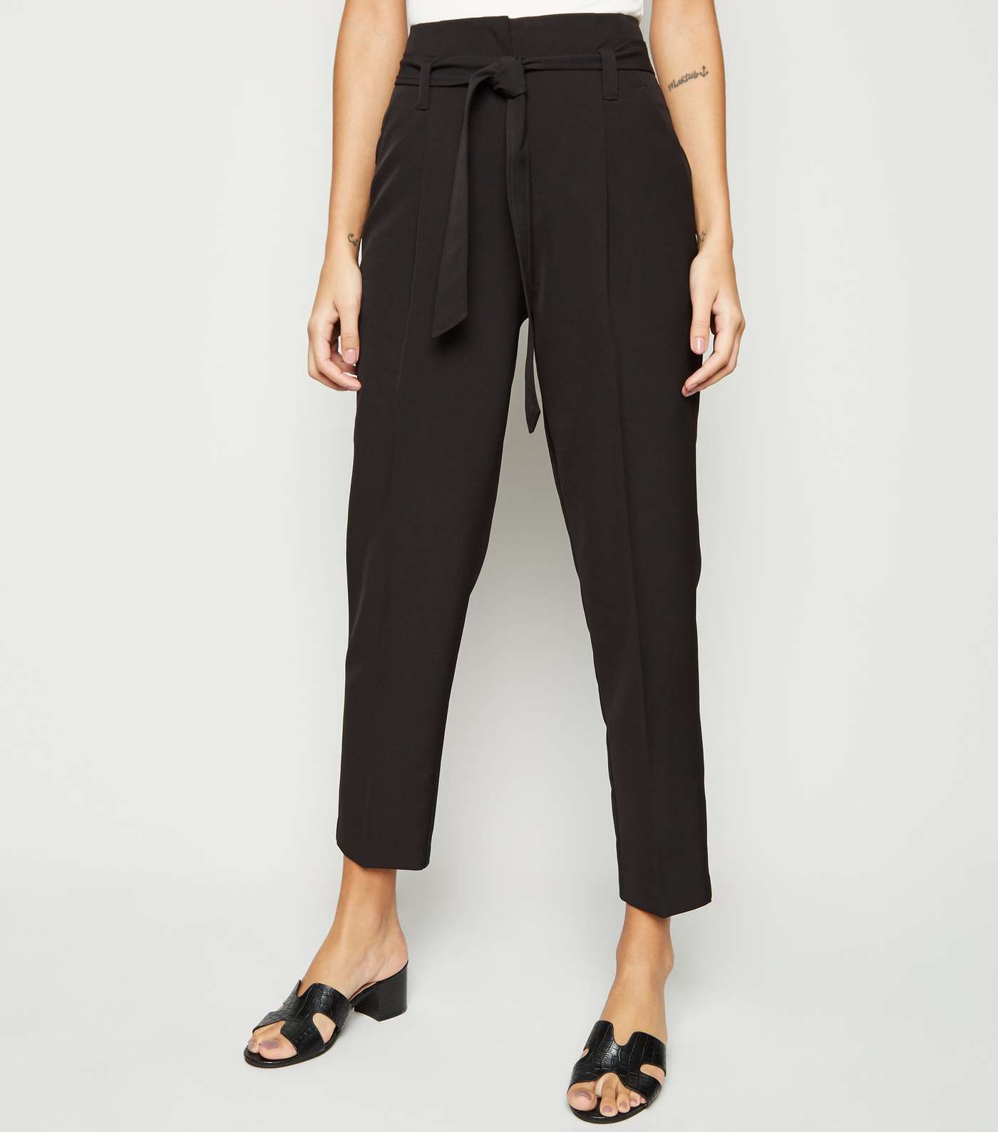 Black High Waist Tapered Trousers Image 2