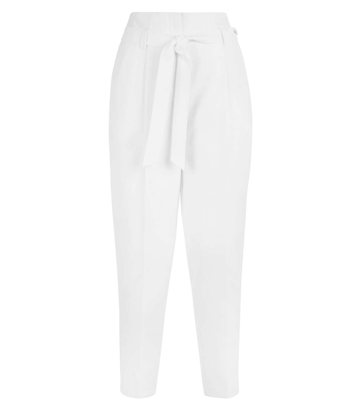 White High Waist Tapered Trousers Image 4