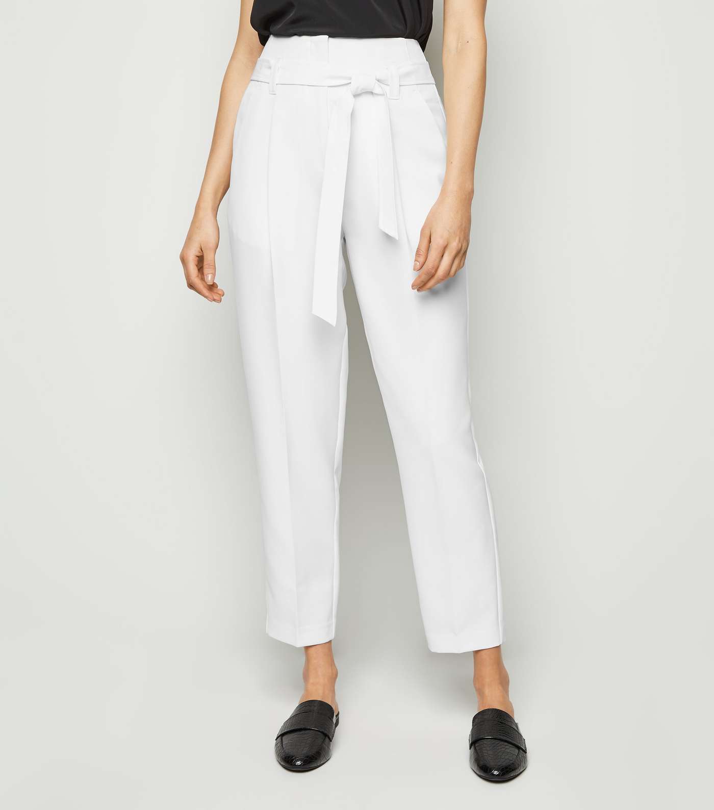 White High Waist Tapered Trousers Image 2