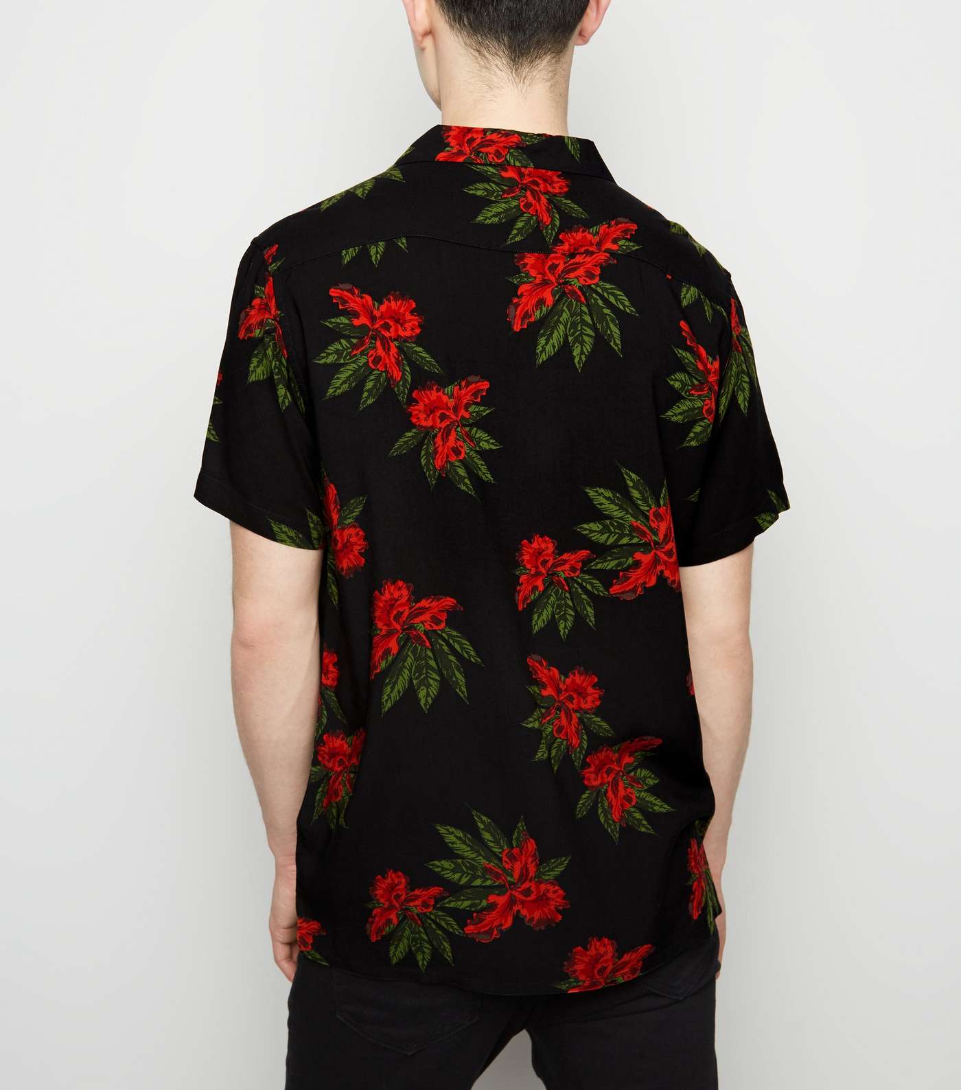 Red Floral Print Revere Collar Shirt Image 5