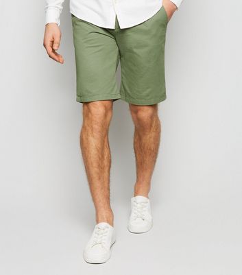 Image of Olive Chino Shorts New Look