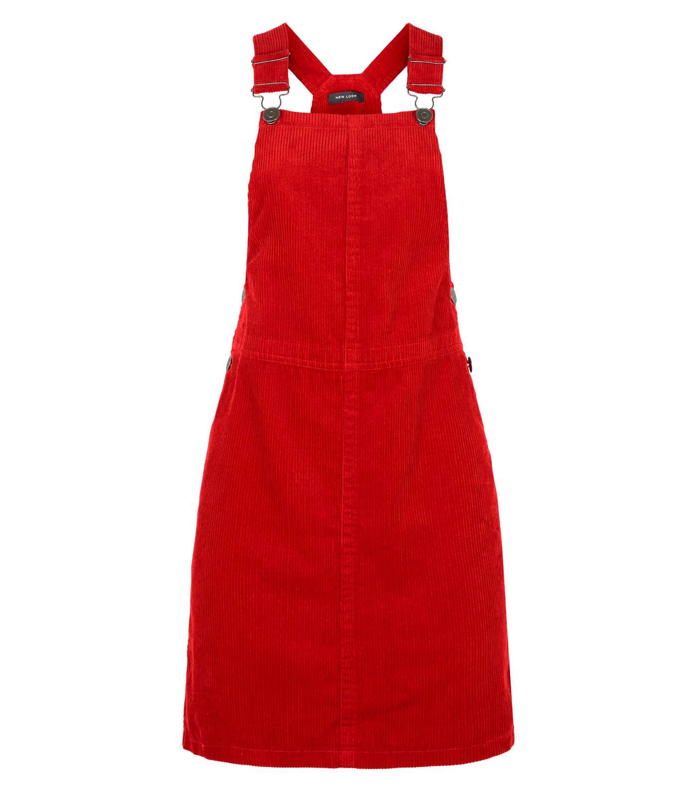 Red Corduroy A-Line Pinafore Dress Image 4