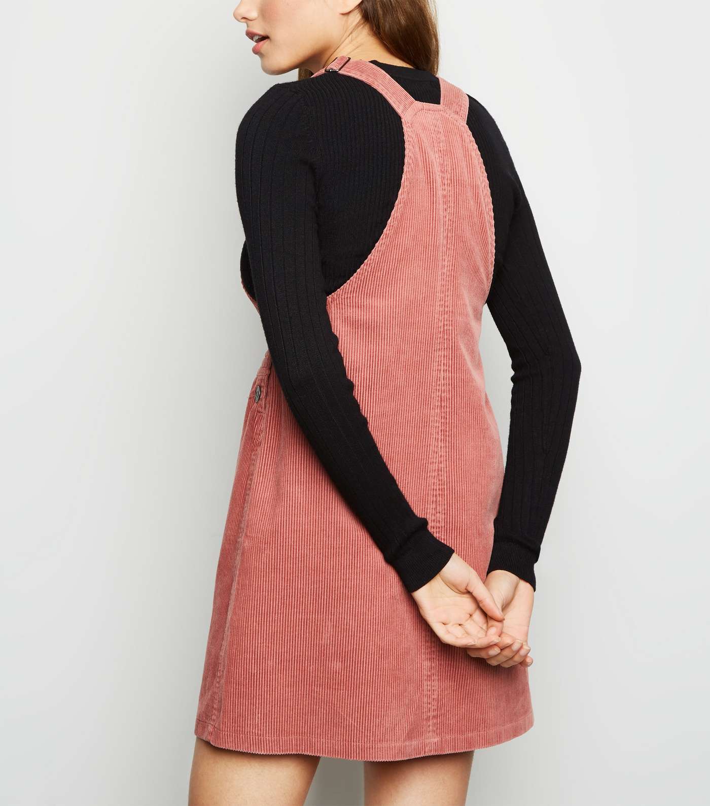 Mid Pink Corduroy A-Line Pinafore Dress Image 3