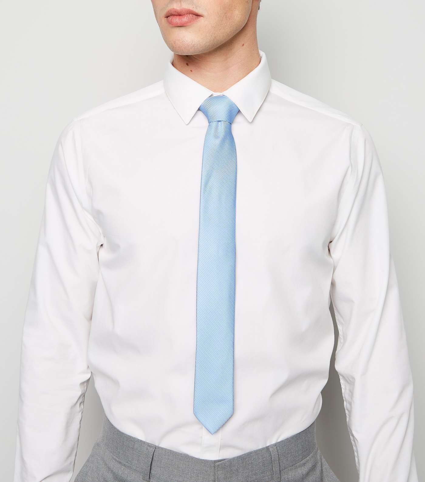 Pale Blue Recycled High Shine Skinny Tie Image 2