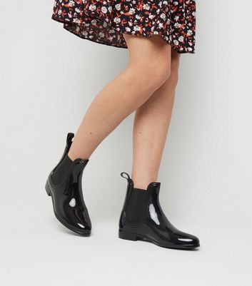 Black Patent Chelsea Welly Ankle Welly 