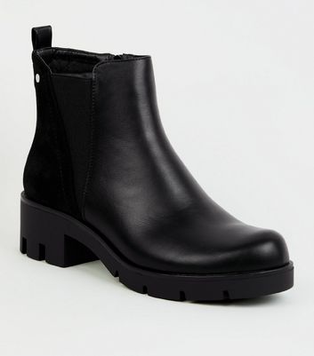 womens black chunky chelsea boots