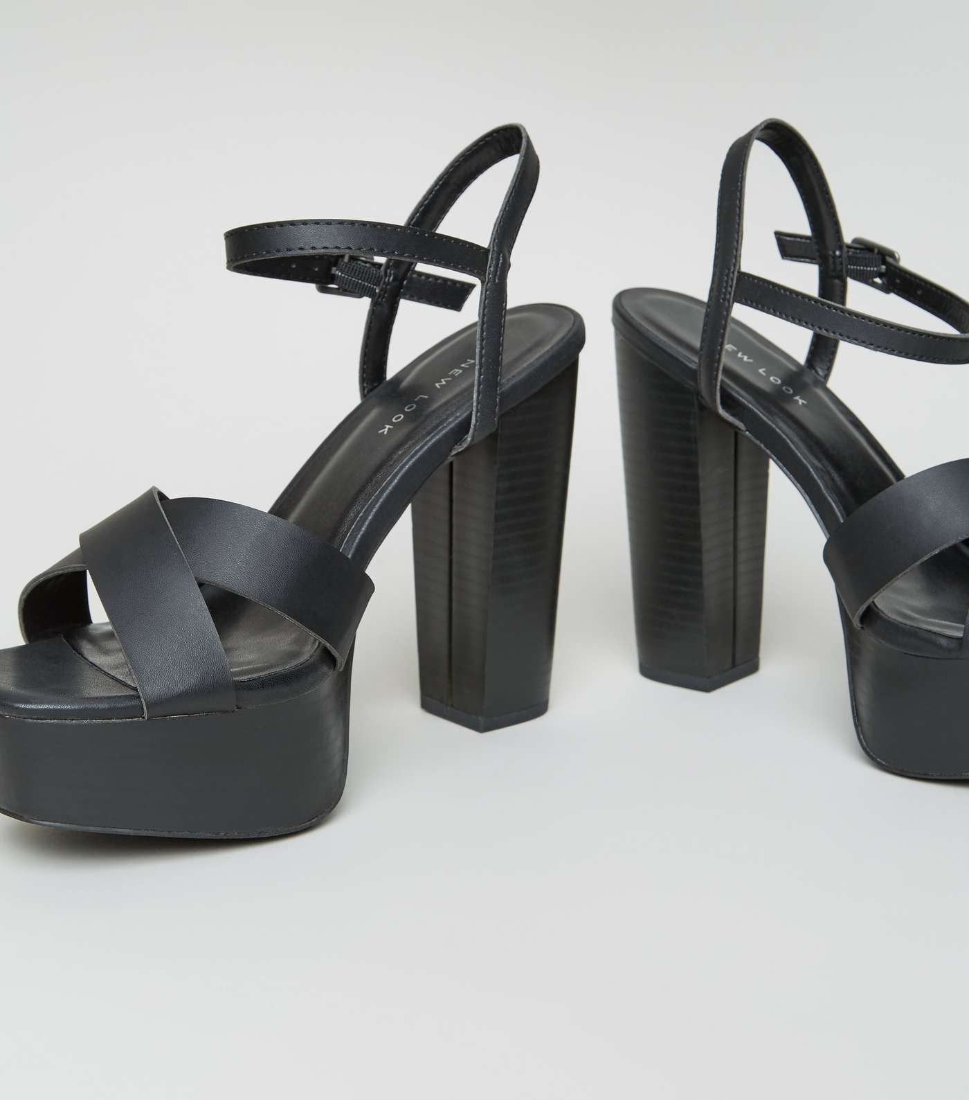 Black Cross Strap Platform Sandals Image 4