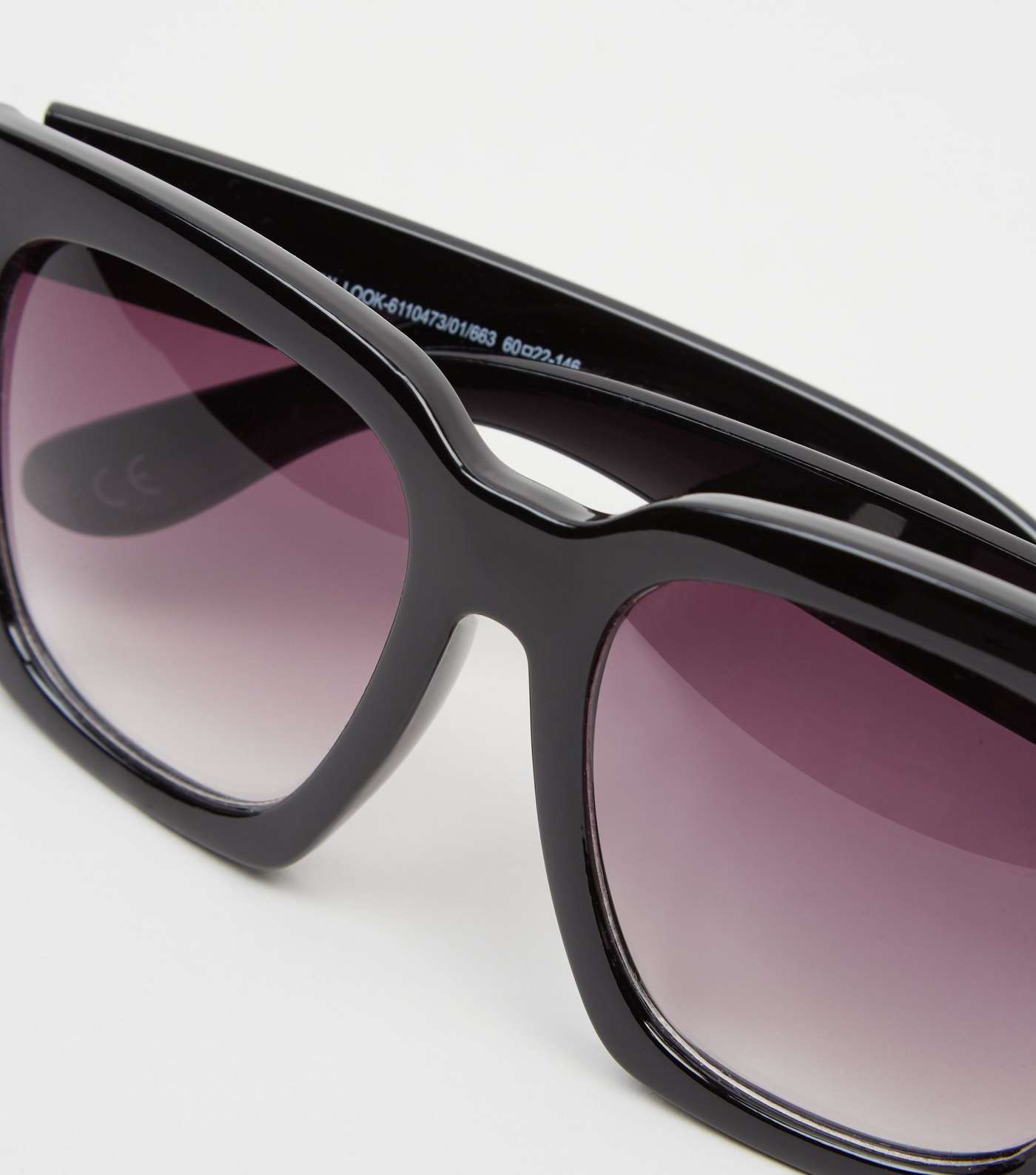 Black Oversized Rectangular Sunglasses  Image 3