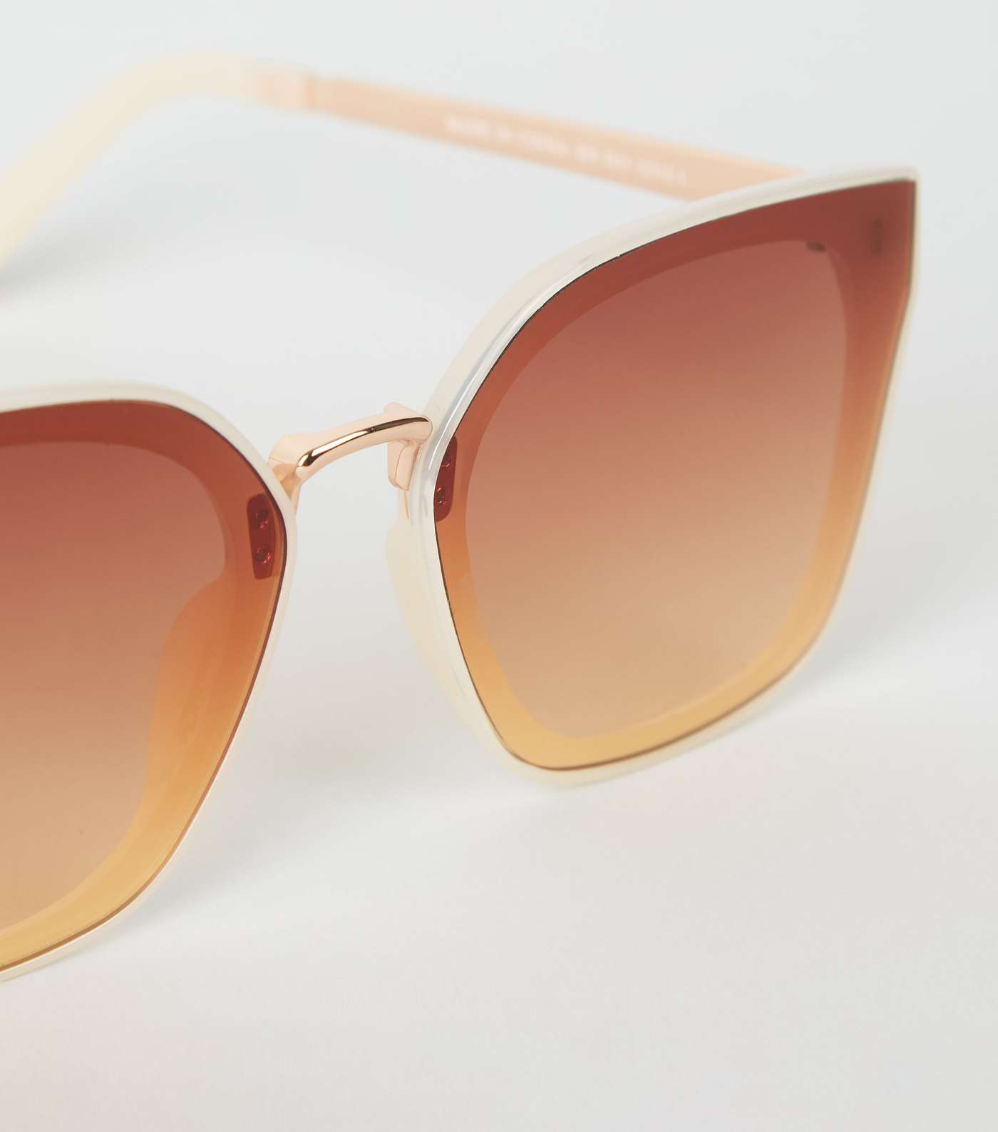 Cream Oversized Rimless Sunglasses  Image 3