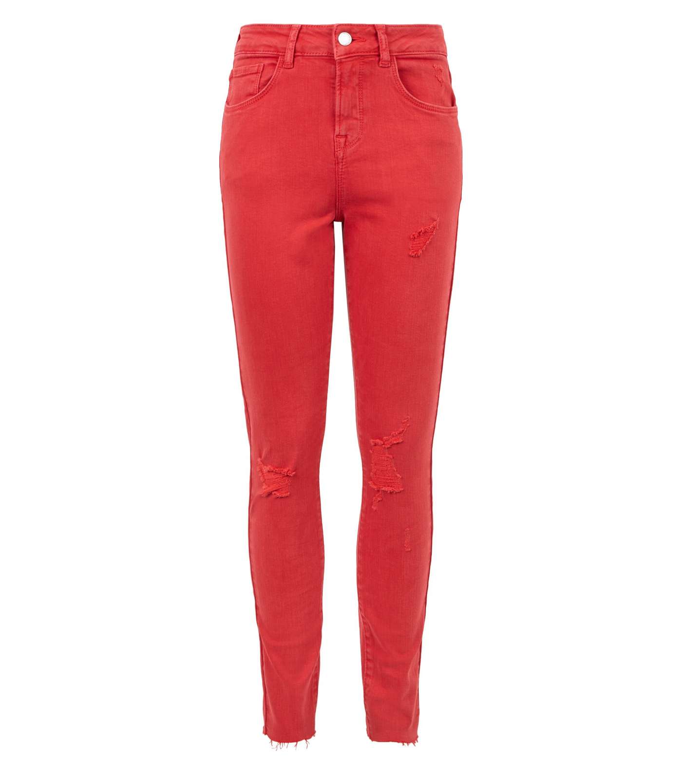 Girls Red Ripped Skinny Jeans  Image 4