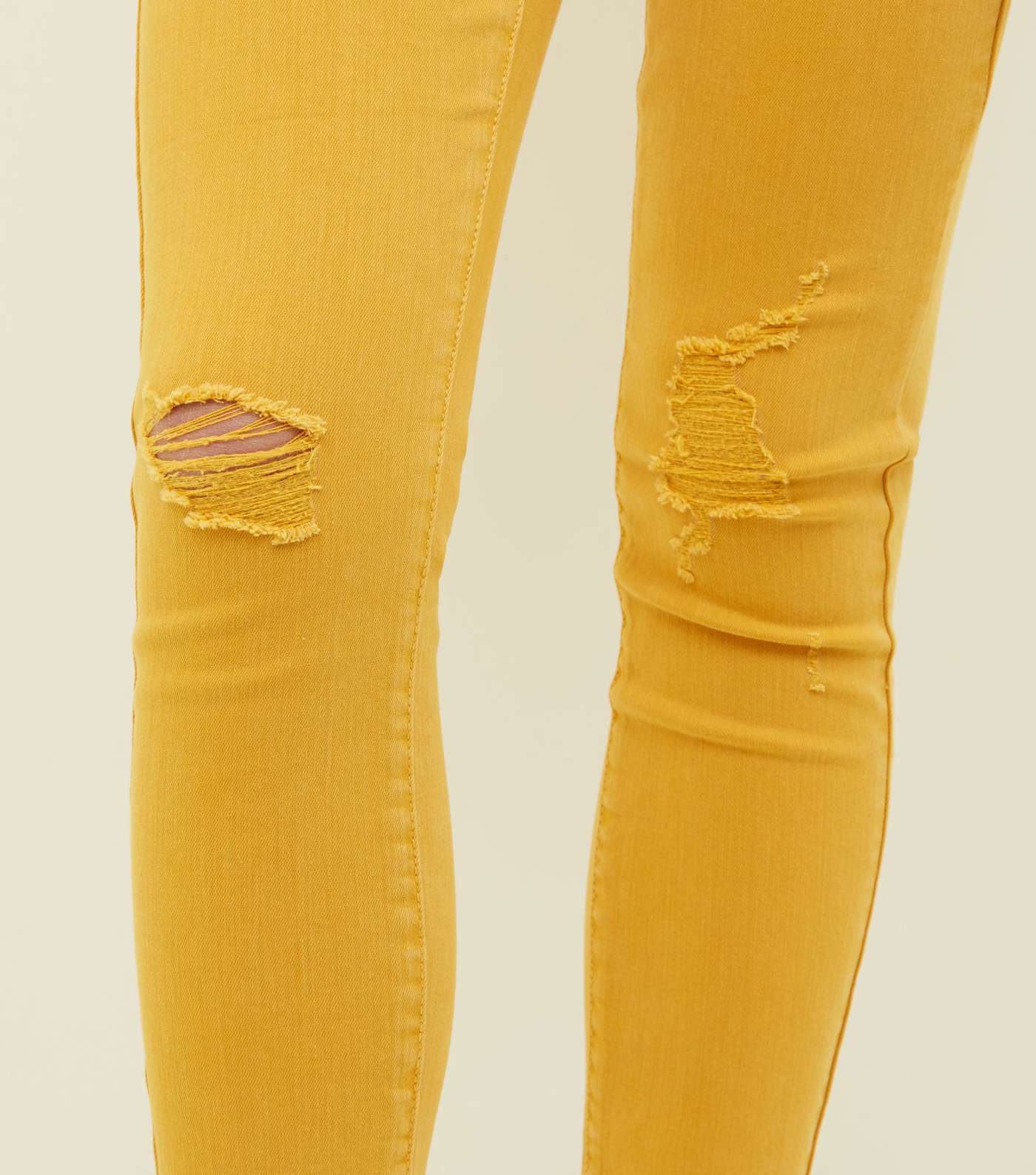 Girls Mustard Ripped Skinny Jeans  Image 5