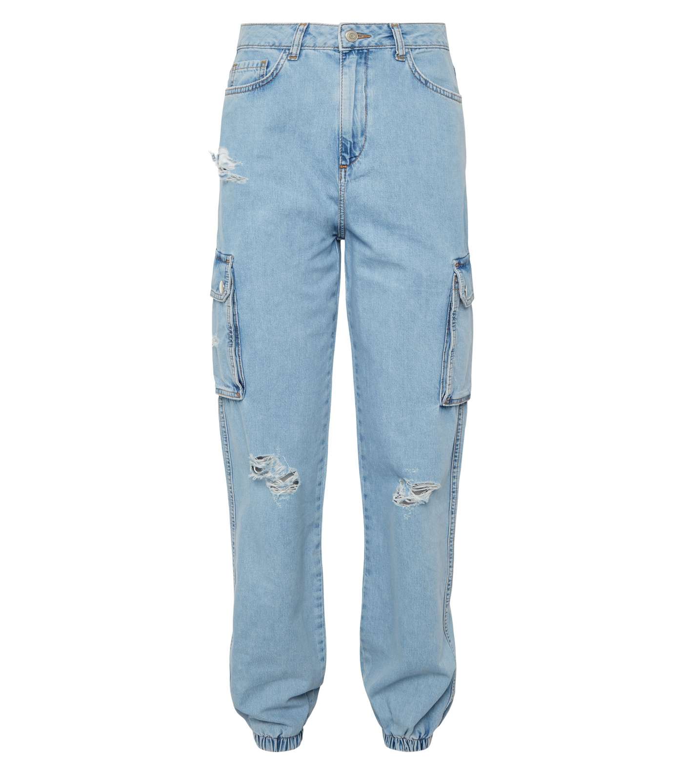 Bright Blue Ripped Utility Denim Joggers  Image 4