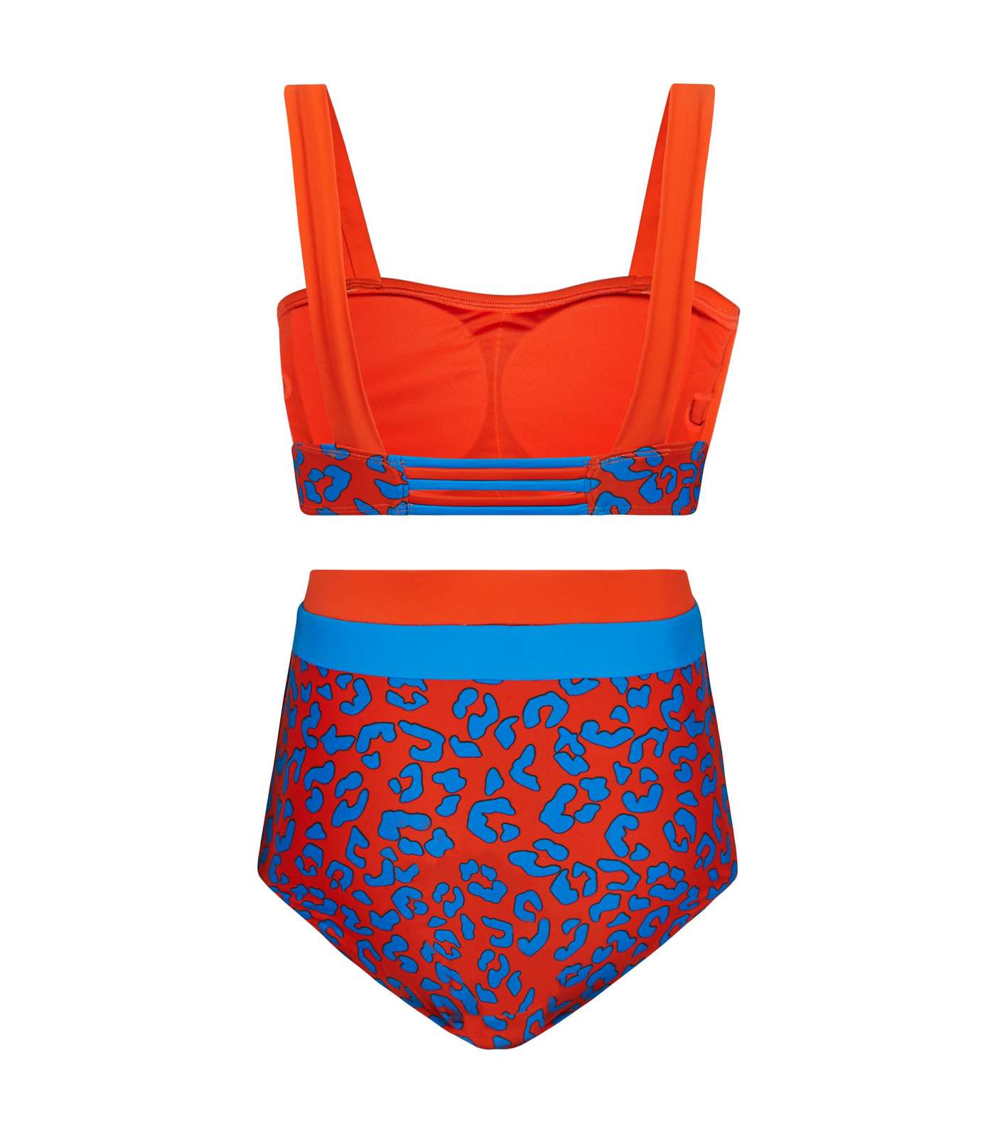 Girls Orange Leopard Print Colour Block Bikini Set  Image 2