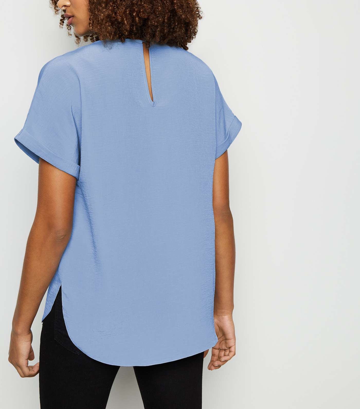 Pale Blue Rolled Sleeve Top Image 5