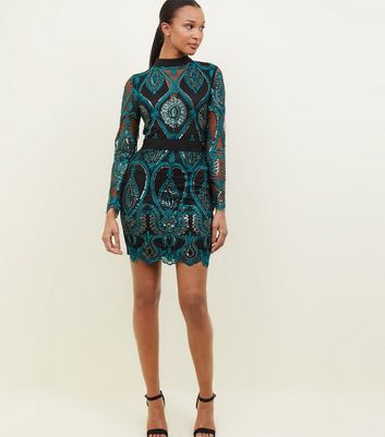 contrast sequin dress