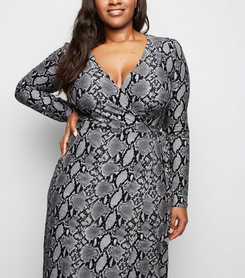 new look snake print wrap dress