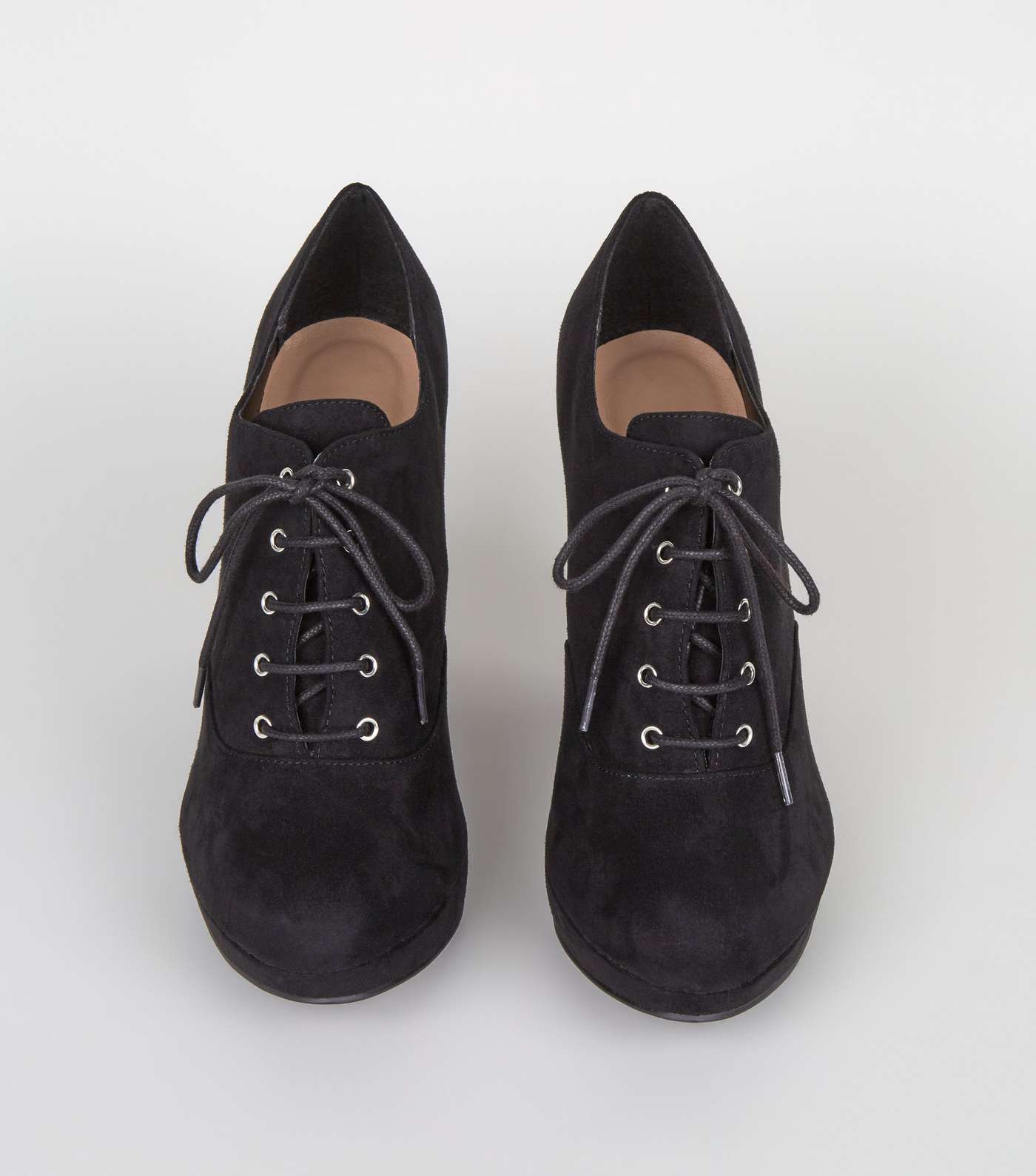 Wide Fit Black Suedette Lace Up Shoe Boots Image 3