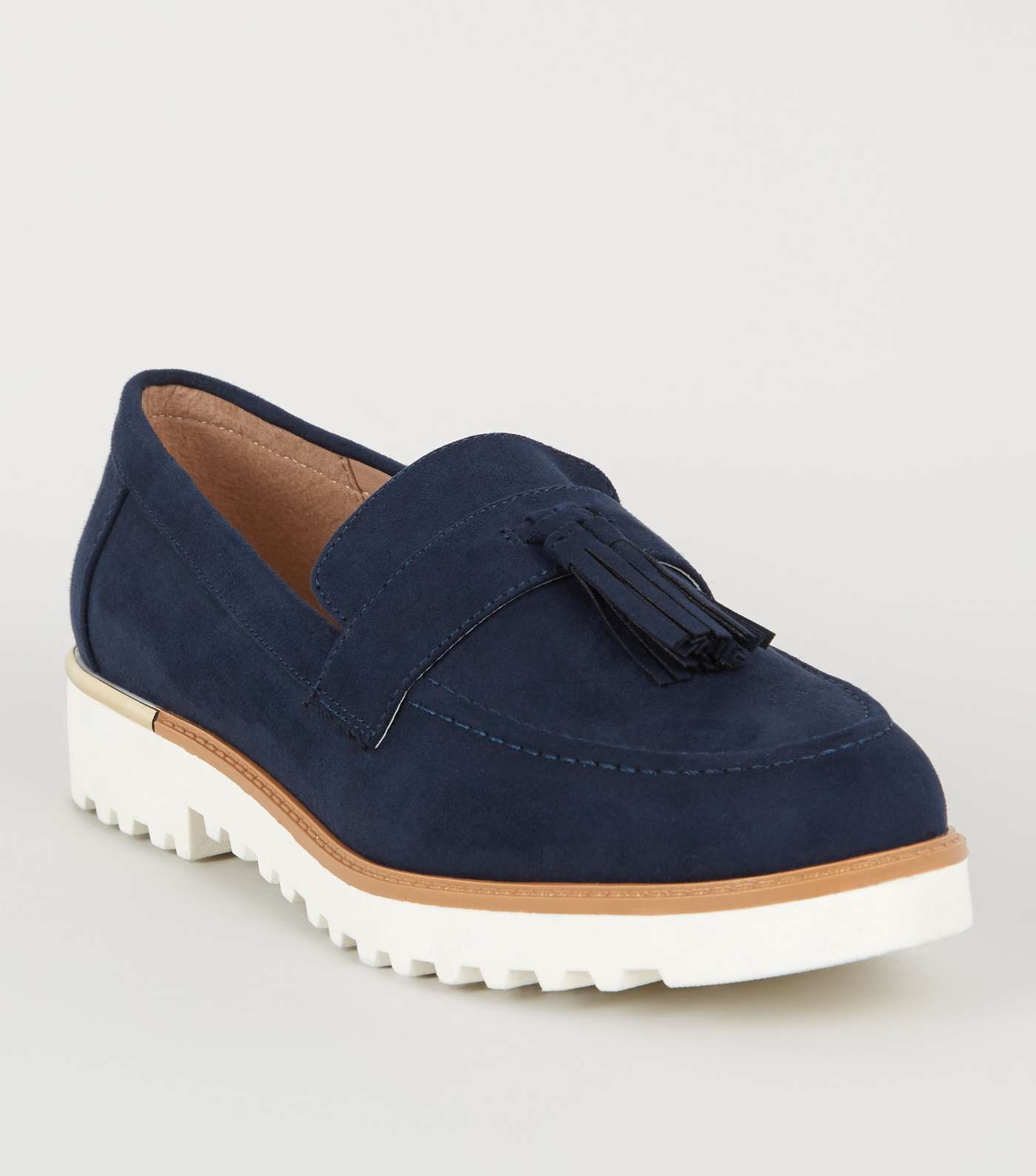 Navy Suedette Chunky Tassel Loafers