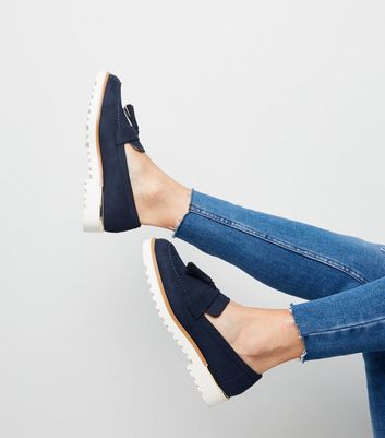 navy chunky loafers