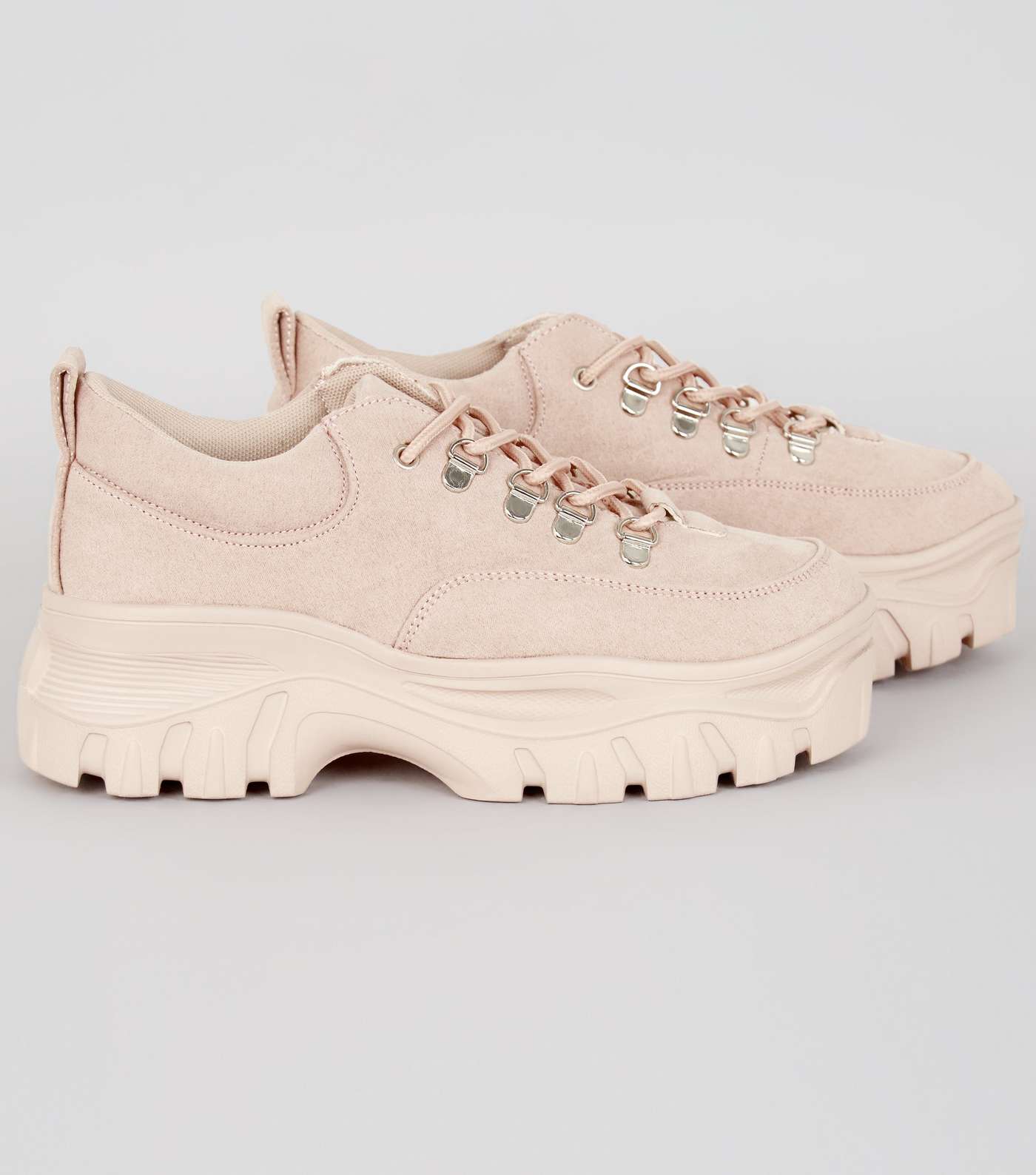 Nude Suedette Chunky Sole Hiker Trainers Image 3