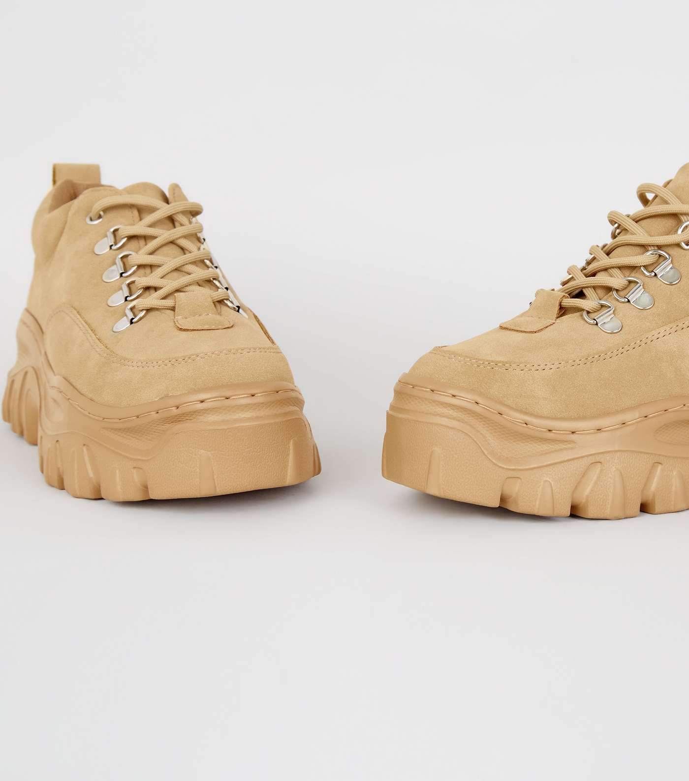 Camel Suedette Chunky Sole Hiker Trainers Image 4