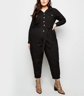 black button through jumpsuit