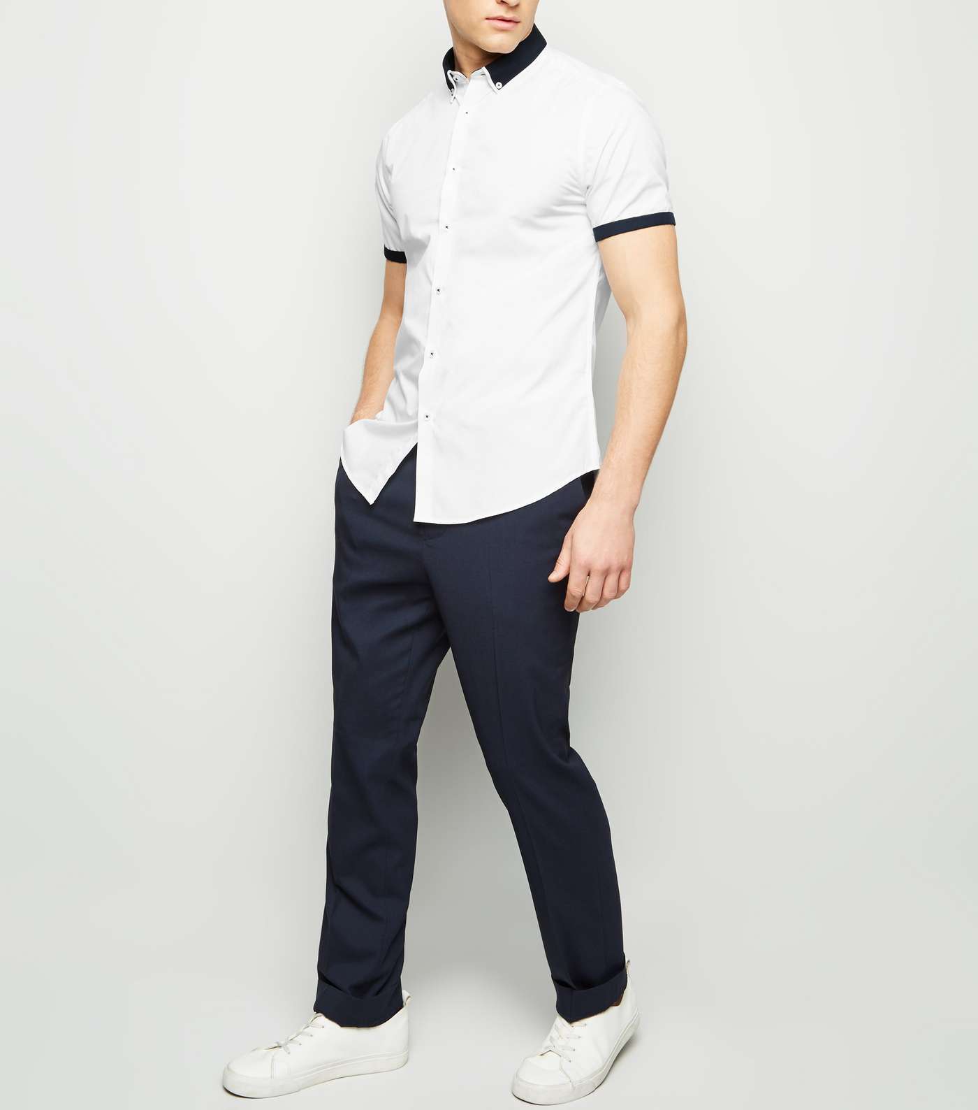 White Tipped Short Sleeve Shirt Image 2