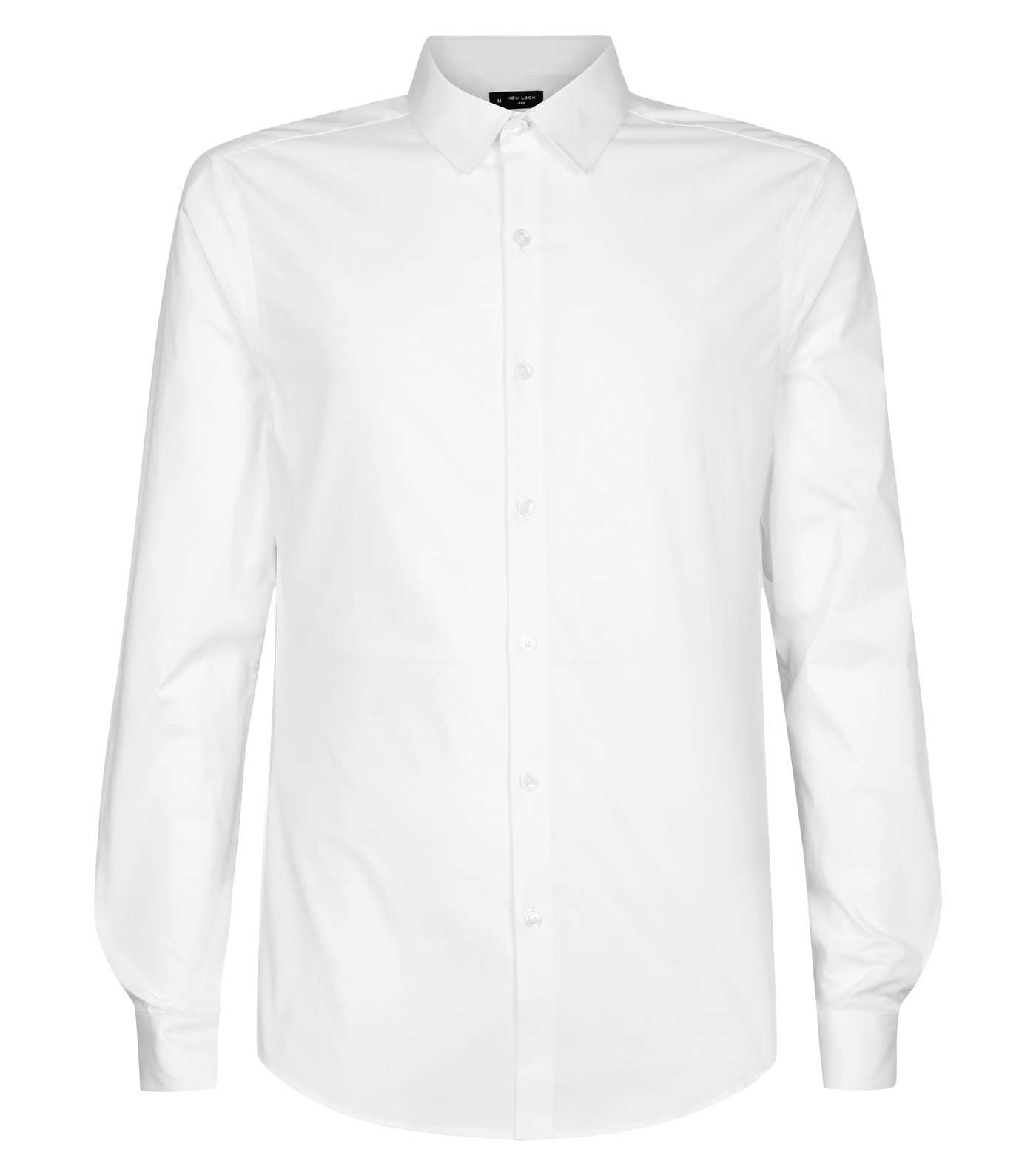 White Long Sleeve Muscle Fit Poplin Shirt Image 4