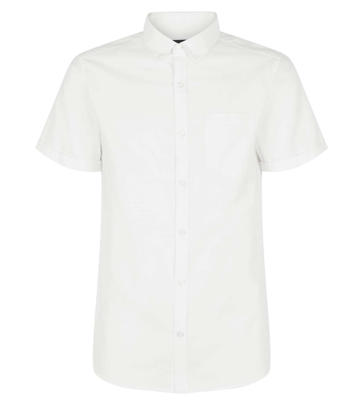 White Short Sleeve Cotton Oxford Shirt Image 4