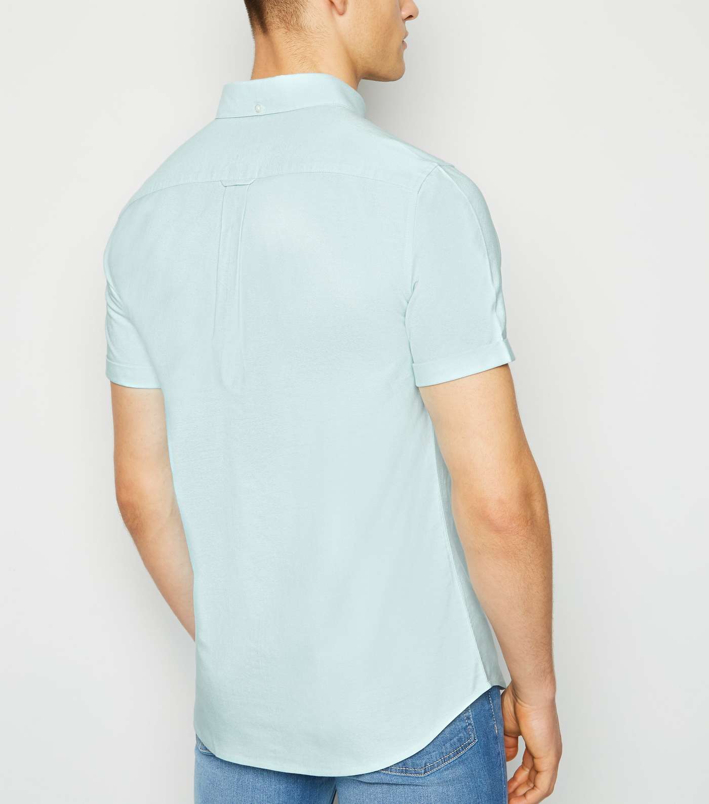Mint Green Short Sleeve Cotton Oxford Shirt Image 3